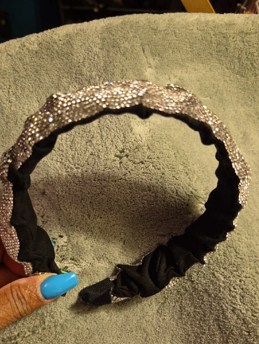 Rhinestone Embellished Black Headband